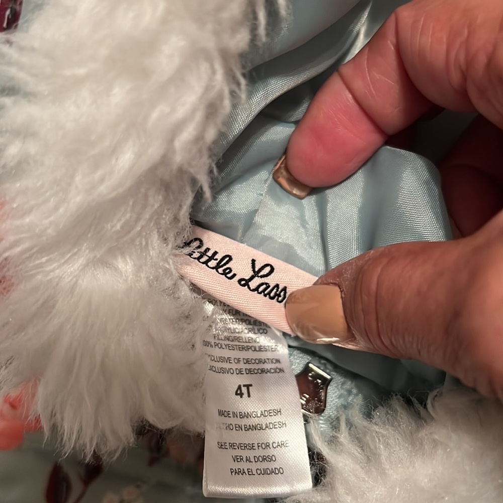 Little Lass Puffer vest hooded with faux fur trim for girls size 4T - Picture 7 of 9